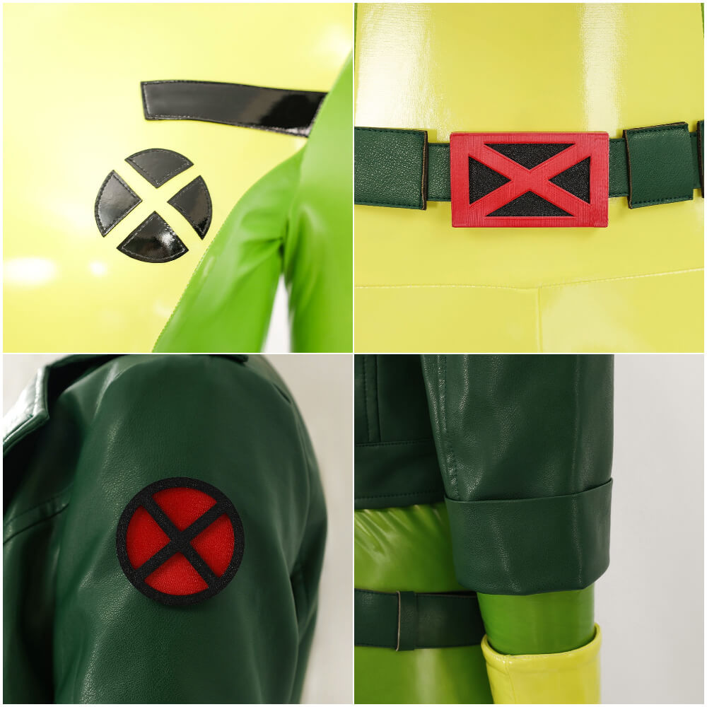 X-Men 97 Rogue Cosplay Costume Marvel Legend PU Leather Coat Jumpsuit Top Level Takerlama