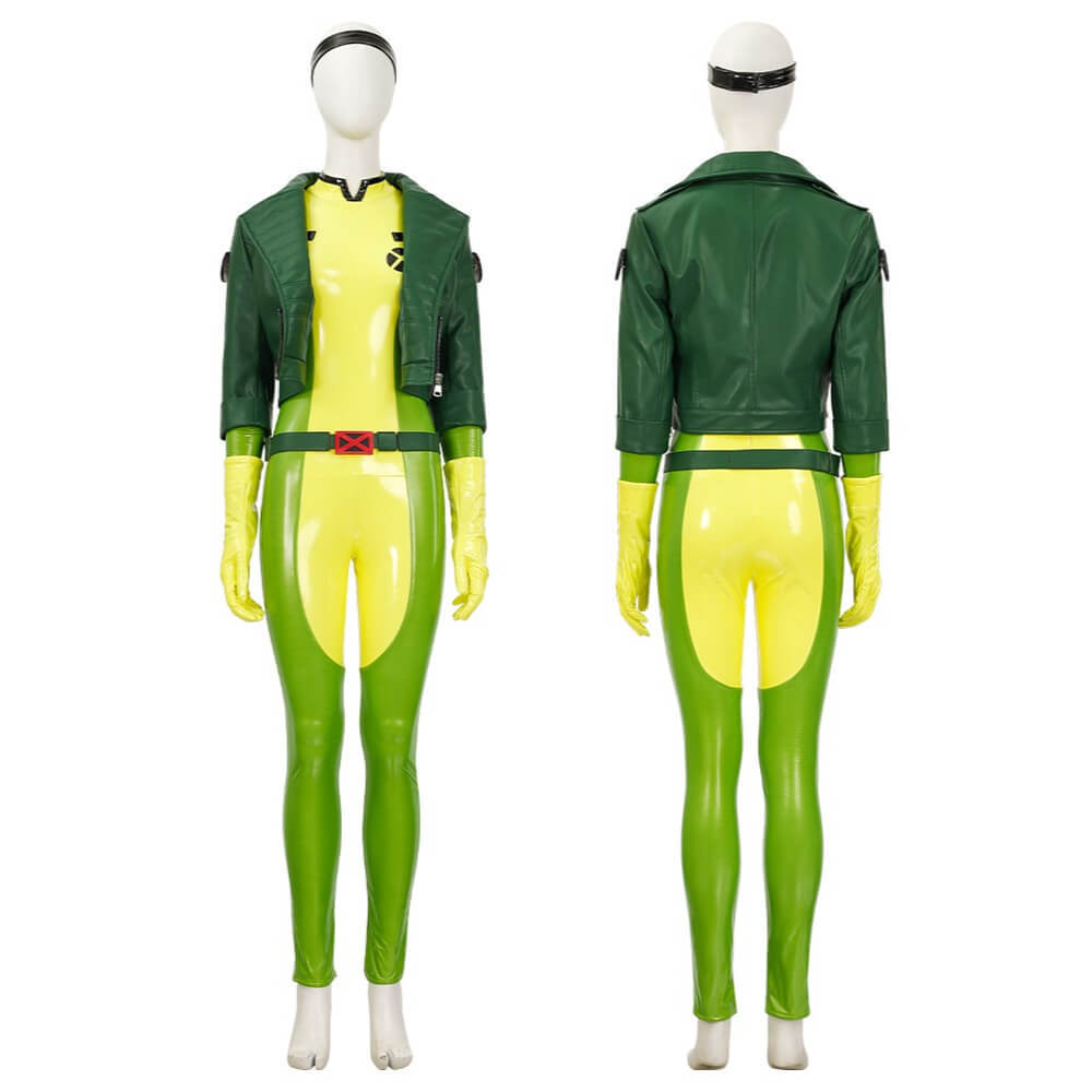 X-Men 97 Rogue Cosplay Costume Marvel Legend PU Leather Coat Jumpsuit Top Level Takerlama