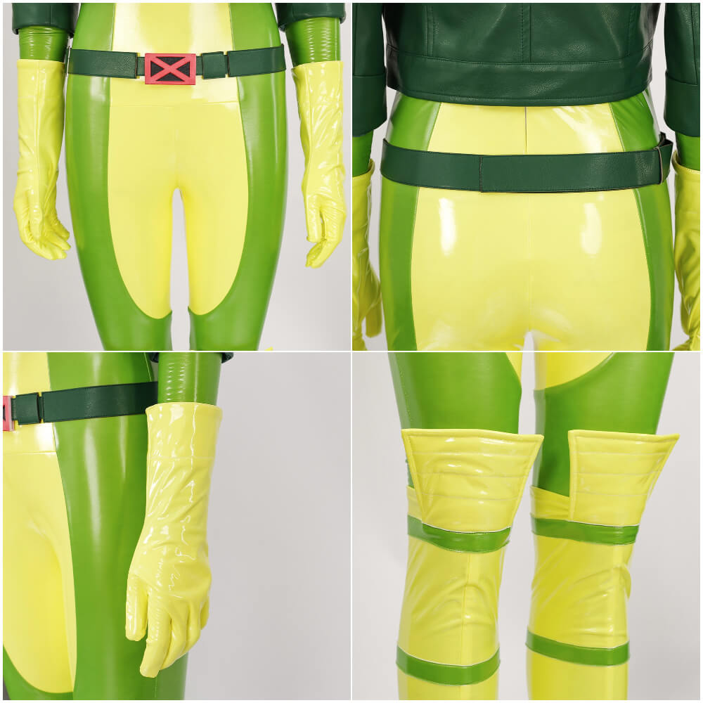 X-Men 97 Rogue Cosplay Costume Marvel Legend PU Leather Coat Jumpsuit Top Level Takerlama