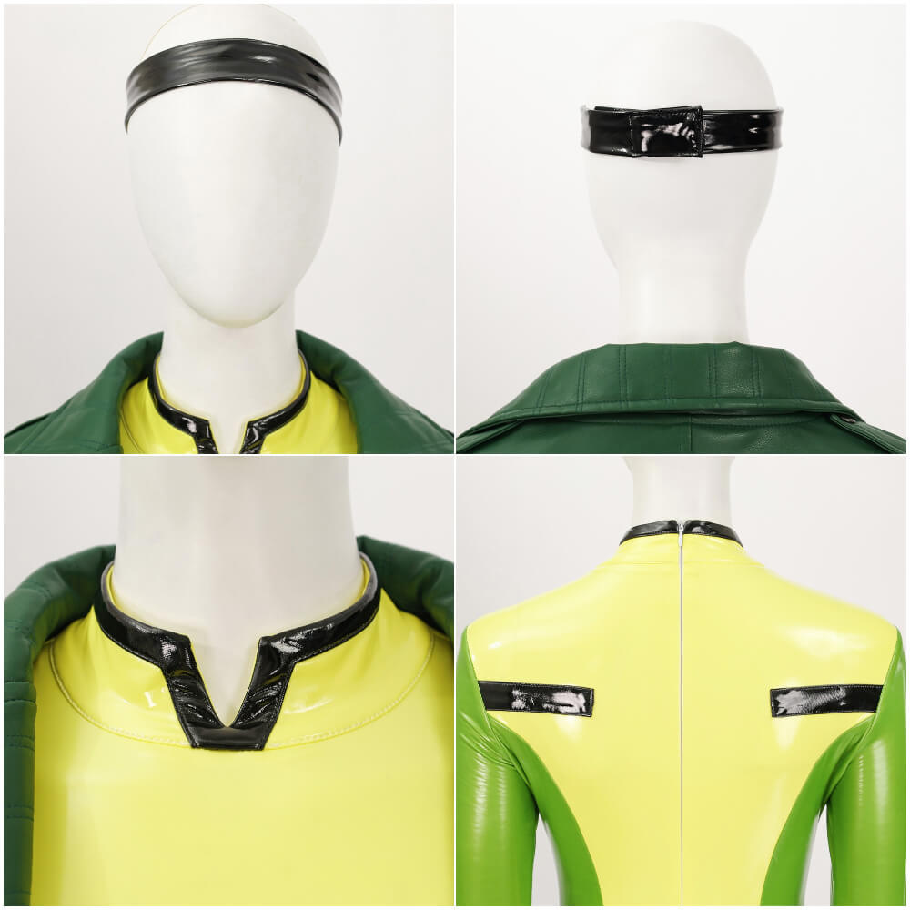 X-Men 97 Rogue Cosplay Costume Marvel Legend PU Leather Coat Jumpsuit Top Level Takerlama