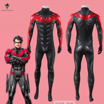 Batman Hush Nightwing Halloween Cosplay Costume 3D Printed Red Jumpsuit Takerlama