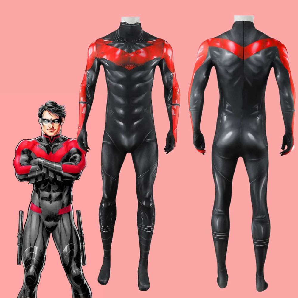 Batman Hush Nightwing Halloween Cosplay Costume 3D Printed Red Jumpsuit Takerlama