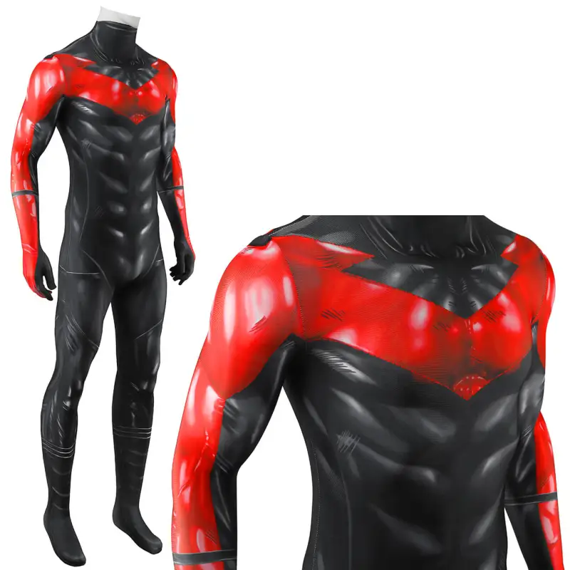 Batman Hush Nightwing Halloween Cosplay Costume 3D Printed Red Jumpsuit Takerlama