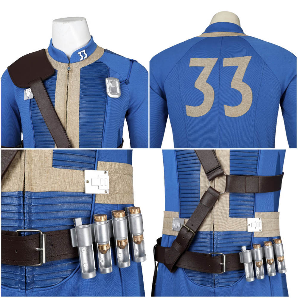 Fallout Cosplay Vault 33 Jumpsuit for Men TV Series Halloween Theme Party Costume Takerlama