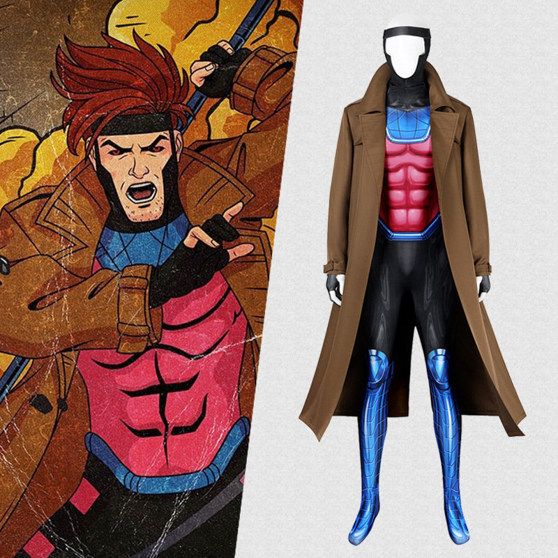 X-Men 97 Gambit Suit Remy Etienne Lebeau Halloween Cosplay Costume Takerlama