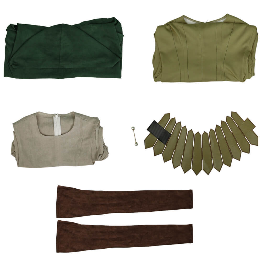 Delicious in Dungeon Mithrun Cosplay Costume Anime Green Party Outfit Cape Dress Vest Takerlama
