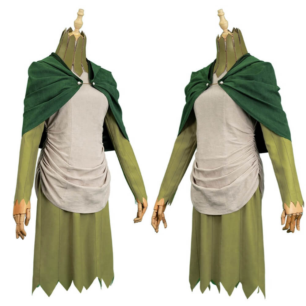 Delicious in Dungeon Mithrun Cosplay Costume Anime Green Party Outfit Cape Dress Vest Takerlama
