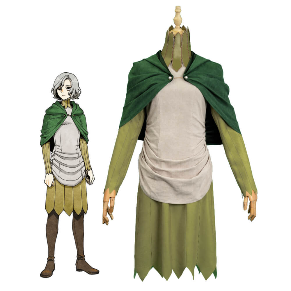 Delicious in Dungeon Mithrun Cosplay Costume Anime Green Party Outfit Cape Dress Vest Takerlama