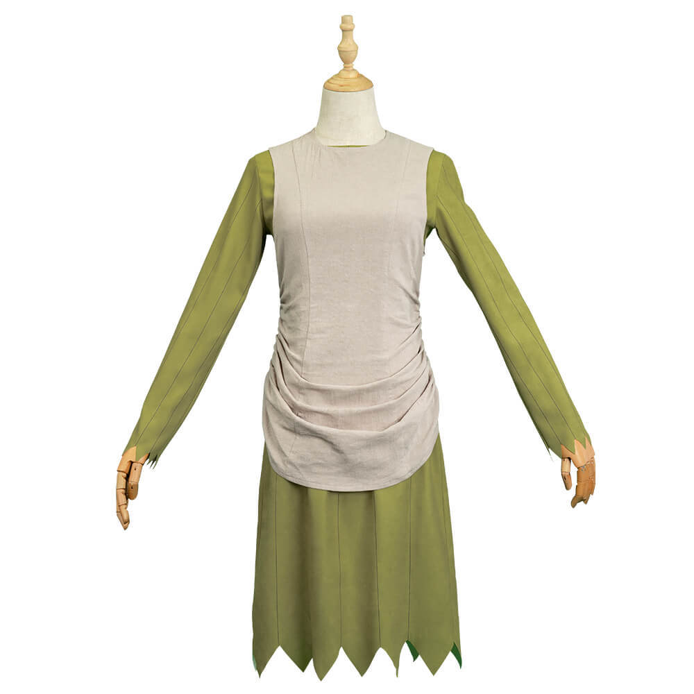 Delicious in Dungeon Mithrun Cosplay Costume Anime Green Party Outfit Cape Dress Vest Takerlama