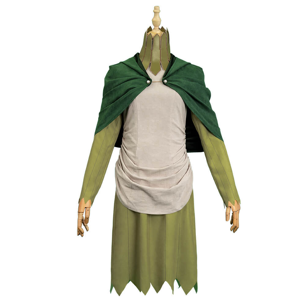 Delicious in Dungeon Mithrun Cosplay Costume Anime Green Party Outfit Cape Dress Vest Takerlama