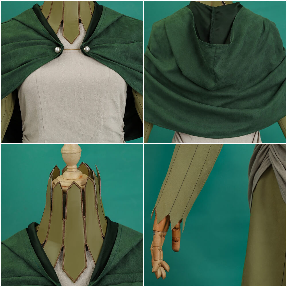 Delicious in Dungeon Mithrun Cosplay Costume Anime Green Party Outfit Cape Dress Vest Takerlama