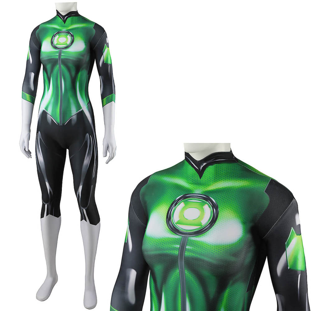 Green Lantern Jessica Cruz Cosplay Costume Superheroe 3D Print Jumpsuit Women Kids Takerlama