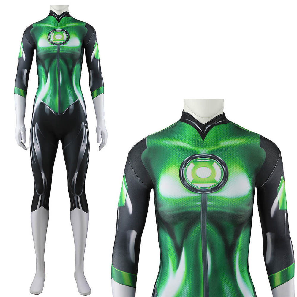 Green Lantern Jessica Cruz Cosplay Costume Superheroe 3D Print Jumpsuit Women Kids Takerlama