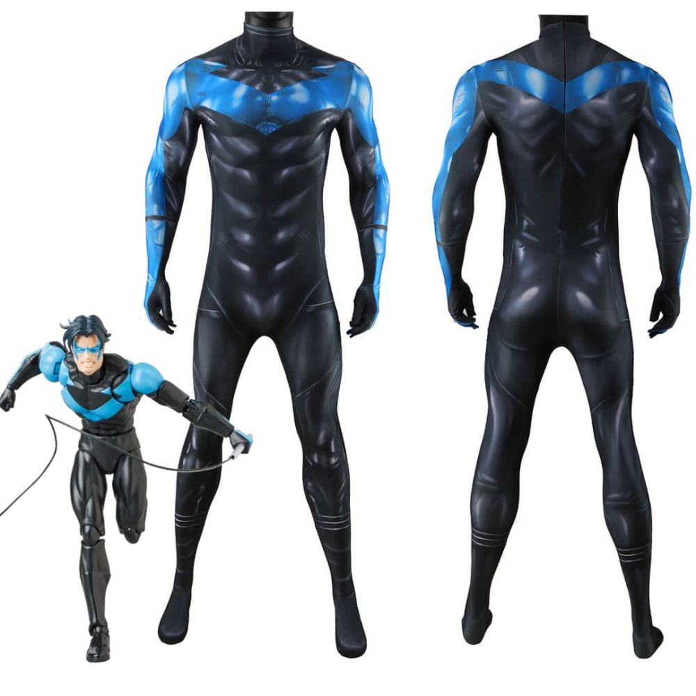Nightwing Cosplay Costume Batman Hush Superhero Halloween Jumpsuit Blue Takerlama