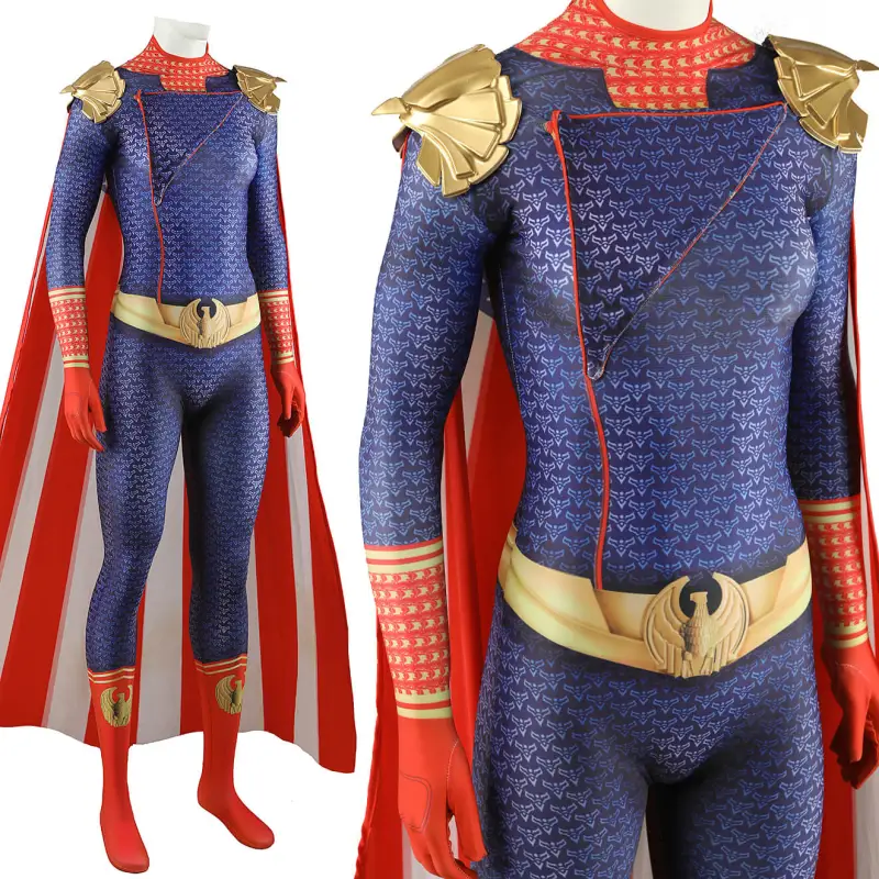 Female Homelander Cosplay Costume The Boys Season 4 Women Halloween Jumpsuit Cloak Takerlama