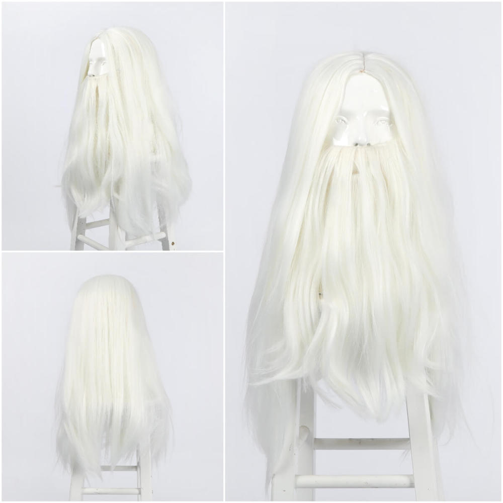 Gandalf the Grey White Wizard Cosplay Wig The Lord of the Rings Costume Hair Men Takerlama