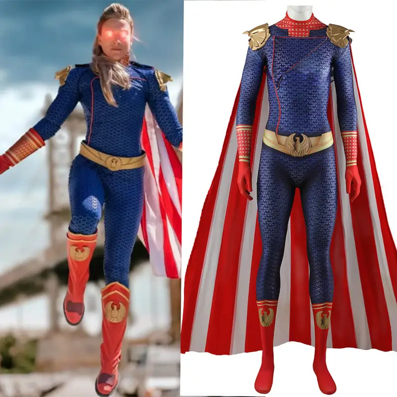 Female Homelander Cosplay Costume The Boys Season 4 Women Halloween Jumpsuit Cloak Takerlama
