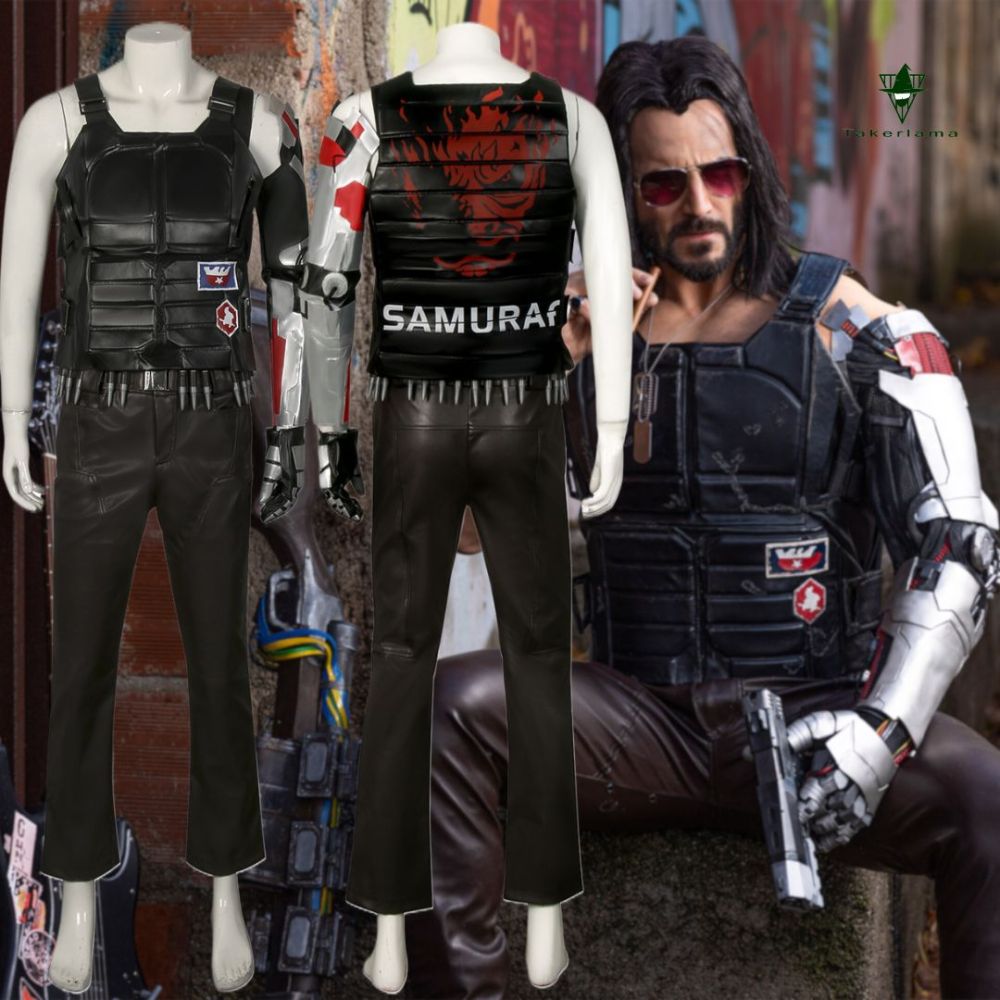 Johnny Silverhand Costume Cyberpunk 2077 Halloween Cosplay Outfits Leather Takerlama