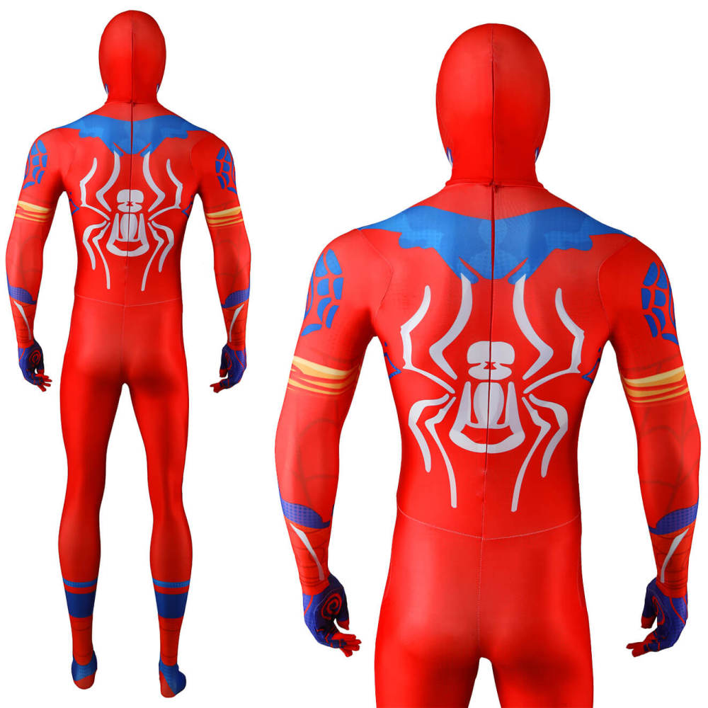 Indian Spider-Man Pavitr Prabhakar Cosplay Costume Halloween Superhero 3D Printed Jumpsuit With Mask Takerlama