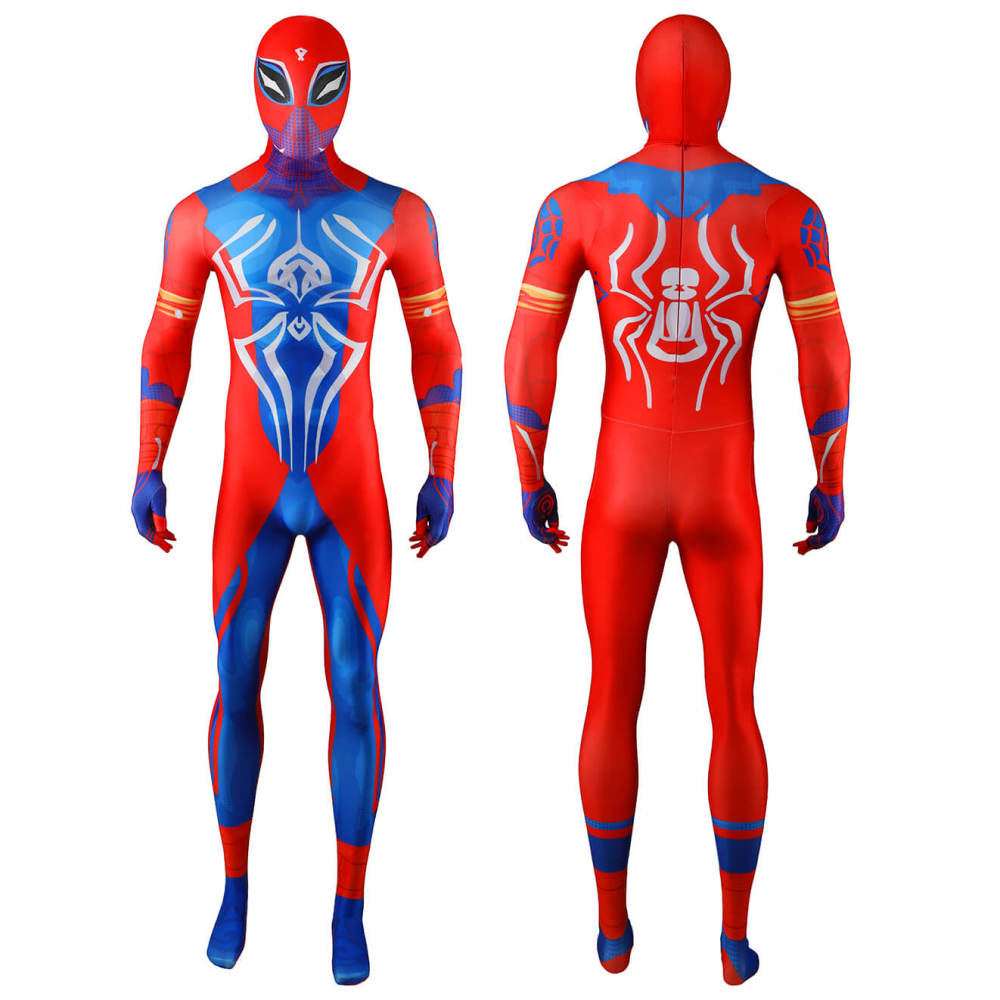 Indian Spider-Man Pavitr Prabhakar Cosplay Costume Halloween Superhero 3D Printed Jumpsuit With Mask Takerlama
