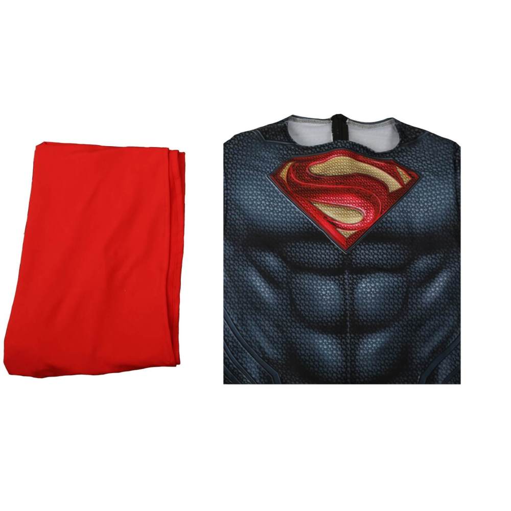 Justice League Superman Cosplay Costume Halloween Superhero Blue Suit With Cloak for Men Kids Takerlama