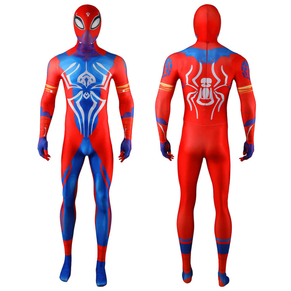 Indian Spider-Man Pavitr Prabhakar Cosplay Costume Halloween Superhero 3D Printed Jumpsuit With Mask Takerlama