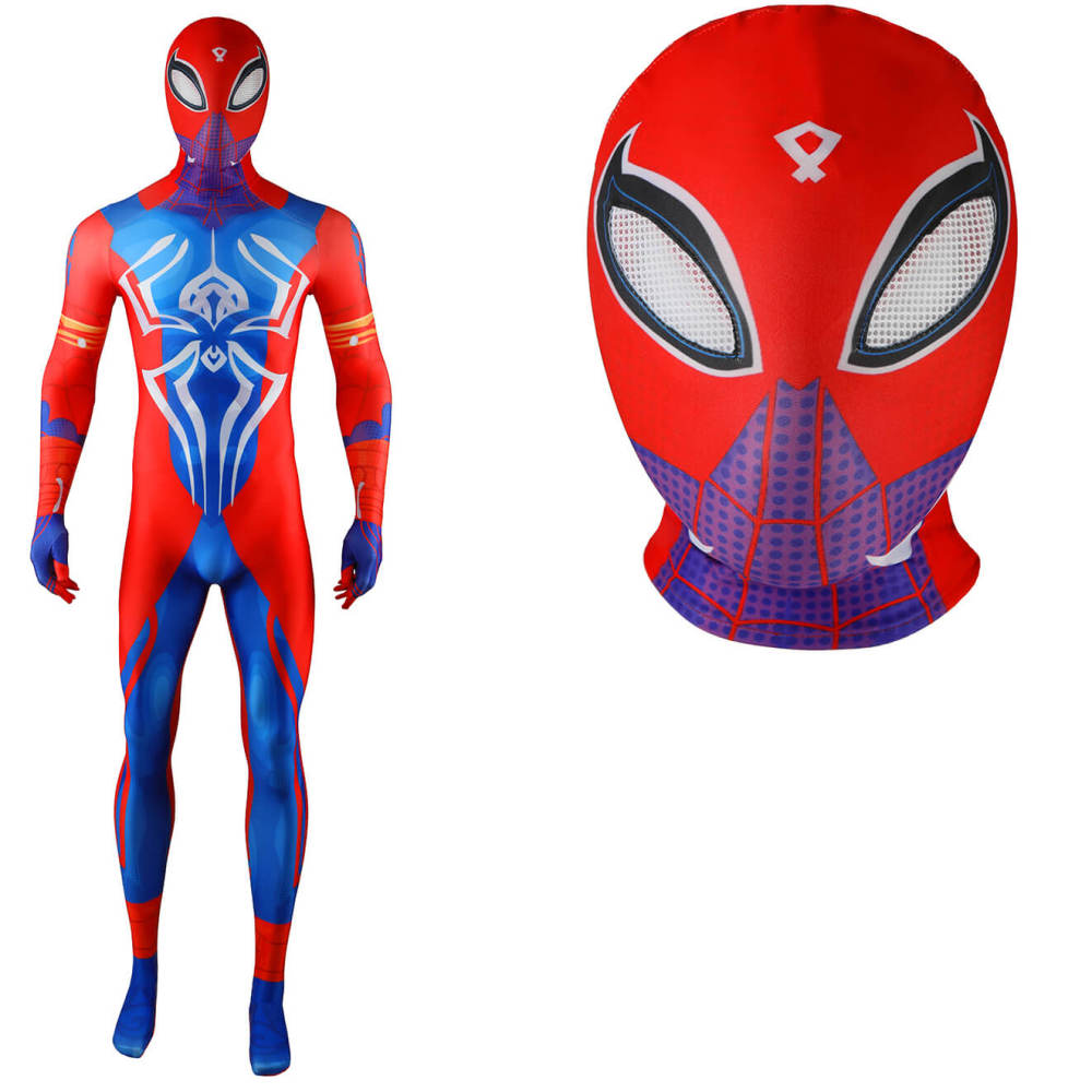 Indian Spider-Man Pavitr Prabhakar Cosplay Costume Halloween Superhero 3D Printed Jumpsuit With Mask Takerlama