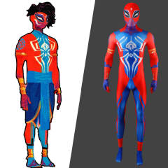 Indian Spider-Man Pavitr Prabhakar Cosplay Costume Halloween Superhero 3D Printed Jumpsuit Mask Spider-Man: Across the Spider-Verse Takerlama