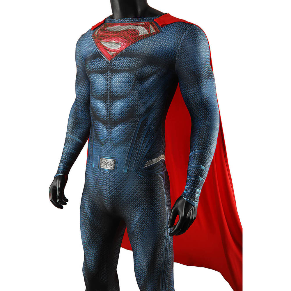 Justice League Superman Cosplay Costume Halloween Superhero Blue Suit With Cloak for Men Kids Takerlama