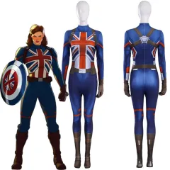 What If Captain Carter Peggy Carter Cosplay Costume Superhero Jumpsuit Takerlama
