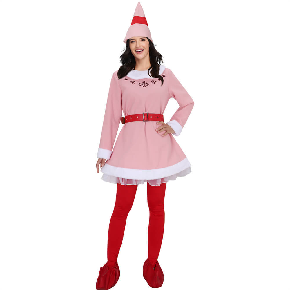 Christmas Buddy Couple Elf Cosplay Costume Elf Jovie‘s Pink Fancy Dress Buddy the Elf Green Outfit Takerlama