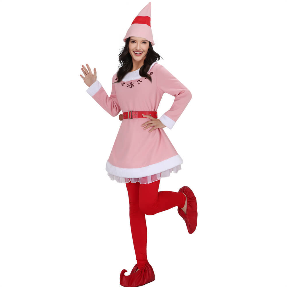 Christmas Buddy Couple Elf Cosplay Costume Elf Jovie‘s Pink Fancy Dress Buddy the Elf Green Outfit Takerlama