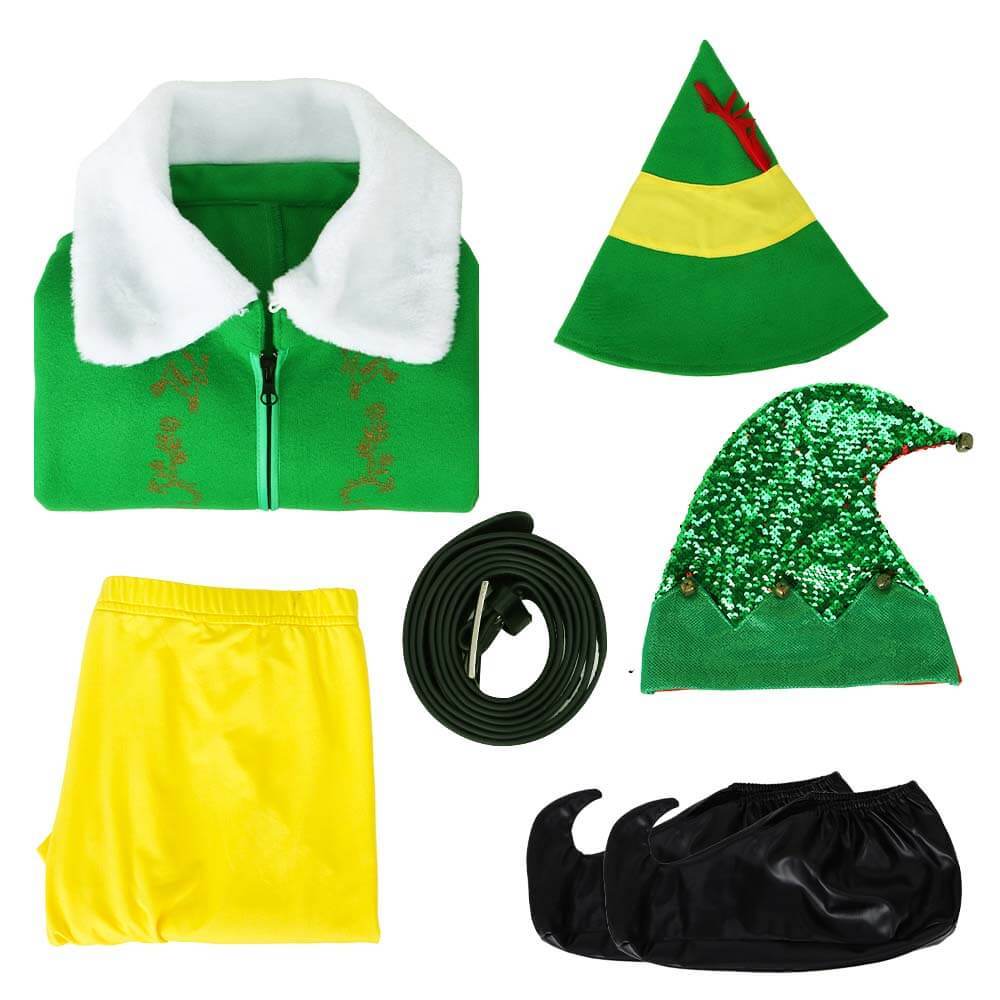 Christmas Buddy Couple Elf Cosplay Costume Elf Jovie‘s Pink Fancy Dress Buddy the Elf Green Outfit Takerlama