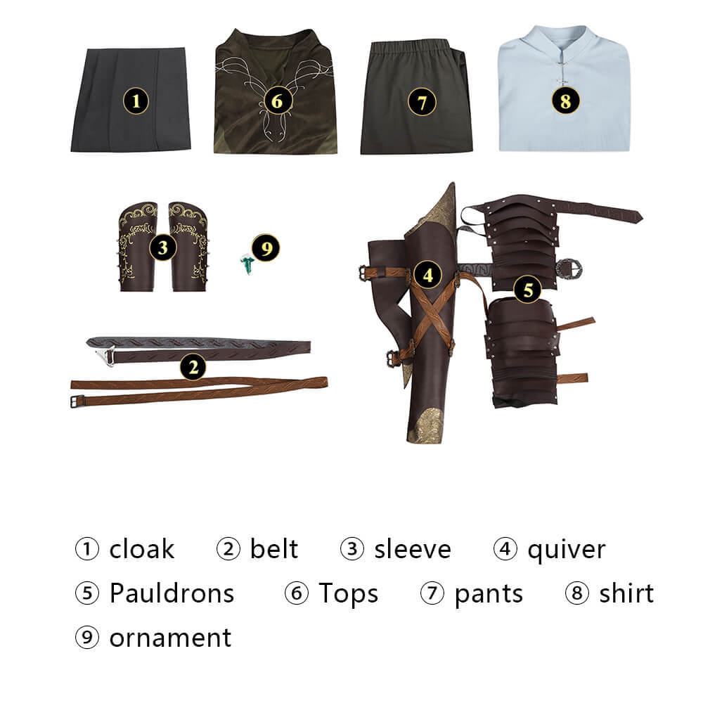 Legolas The Lord of the Rings Cosplay Costume Caped Medieval Warrior Halloween Outfit Takerlama