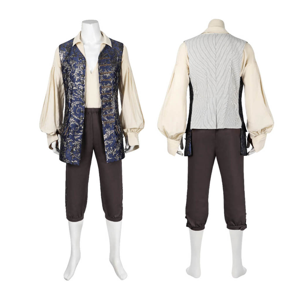 Captain Jack Sparrow Pirates of the Caribbean Halloween Cosplay Costume with Hat Wig Top Level Takerlama