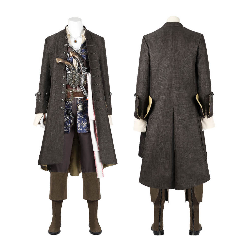 Captain Jack Sparrow Pirates of the Caribbean Halloween Cosplay Costume with Hat Wig Top Level Takerlama