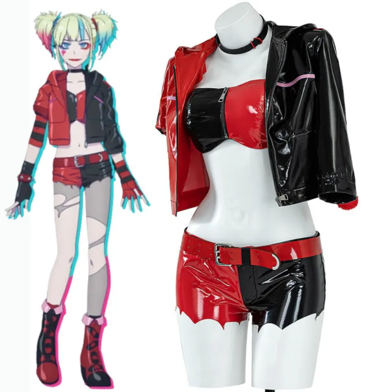 Suicide Squad Isekai Harley Quinn Halloween Cosplay Costume Party Carnival  2024 DC TV Women Red Suit Takerlama