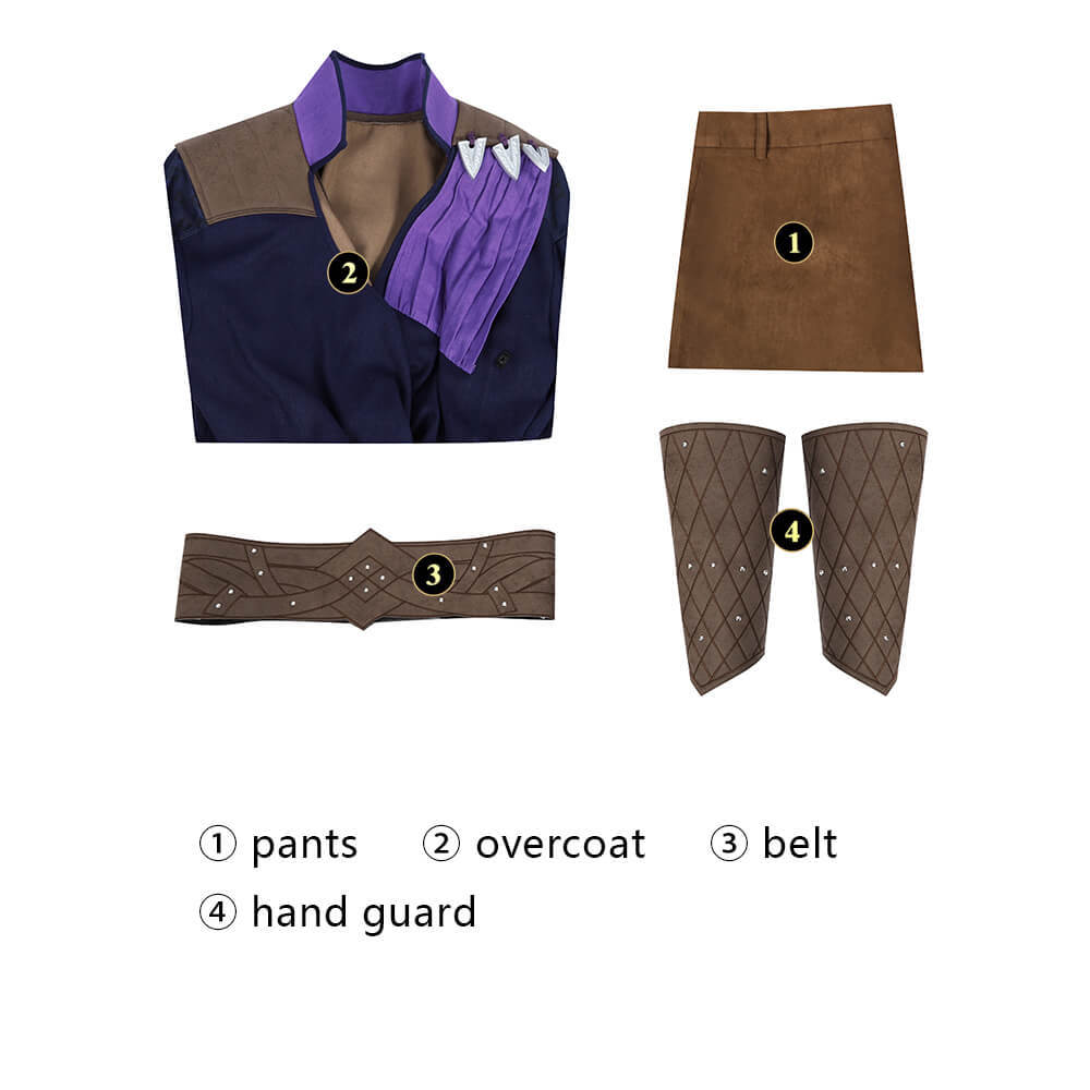 Baldur's Gate 3 Gale Dekarios Cosplay Costume Game Halloween Purple Suit Top Level Takerlama
