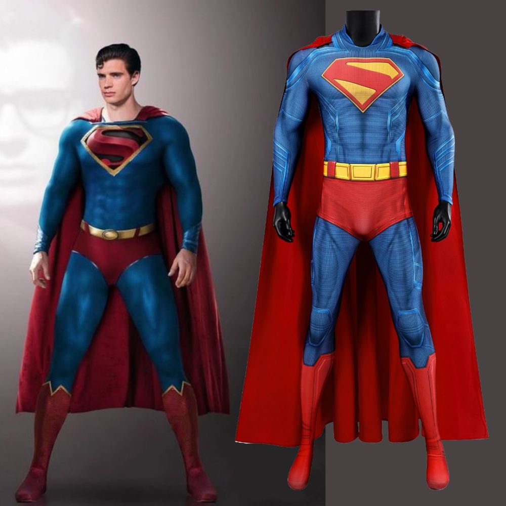 Superman Legacy Clark Kent Hallowen Cosplay Costume Superhero Jumpsuit With Cloak Takerlama