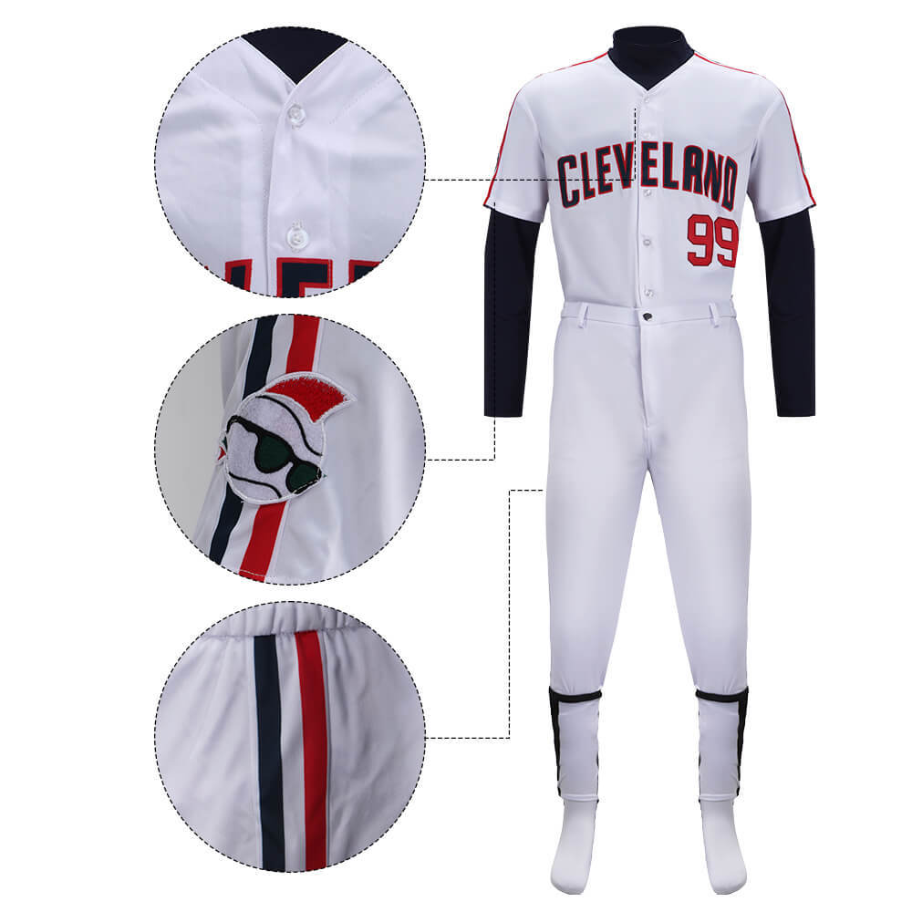 Major League Ricky Vaughn 99 Jersey 90s Hip Hop Baseball Uniform Men's Cosplay Costume Takerlama