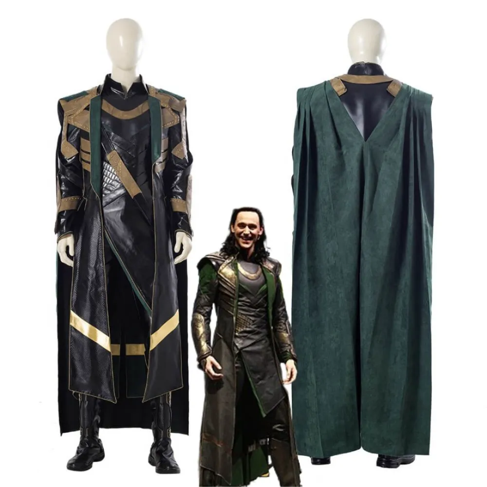 Loki Odinson Cosplay Costume Thor The Dark World Halloween Theme Party Outfits Takerlama,Full Set with Shoes / Male / L, image size:1000x1000
