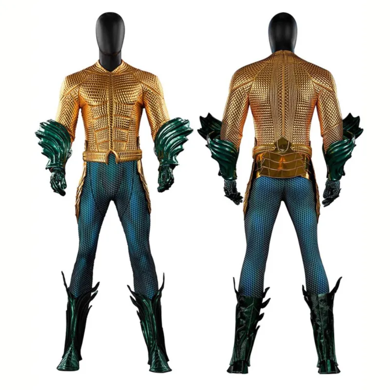 Aquaman and the Lost Kingdom Aquaman Halloween Costume DC Movie Arthur Curry Gold Suit Top Level Takerlama