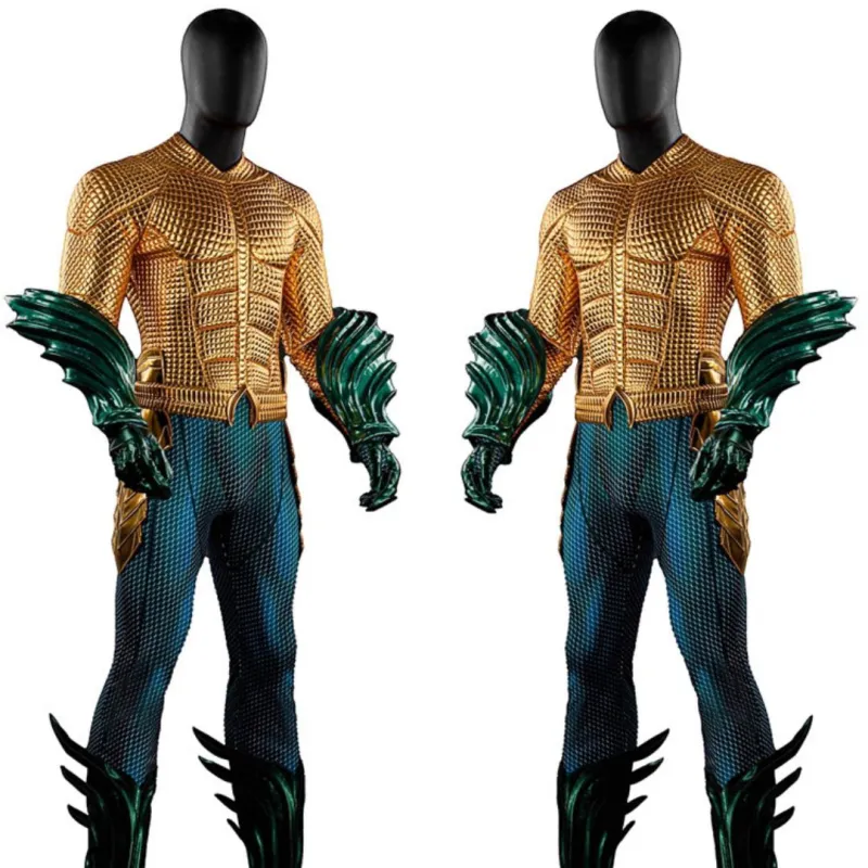 Aquaman and the Lost Kingdom Aquaman Halloween Costume DC Movie Arthur Curry Gold Suit Top Level Takerlama