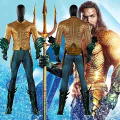 Aquaman and the Lost Kingdom Aquaman Halloween Costume DC Movie Arthur Curry Gold Suit Top Level Takerlama