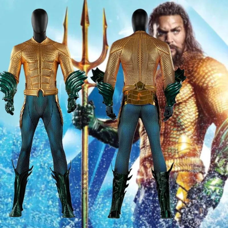 Aquaman and the Lost Kingdom Aquaman Halloween Costume DC Movie Arthur Curry Gold Suit Top Level Takerlama