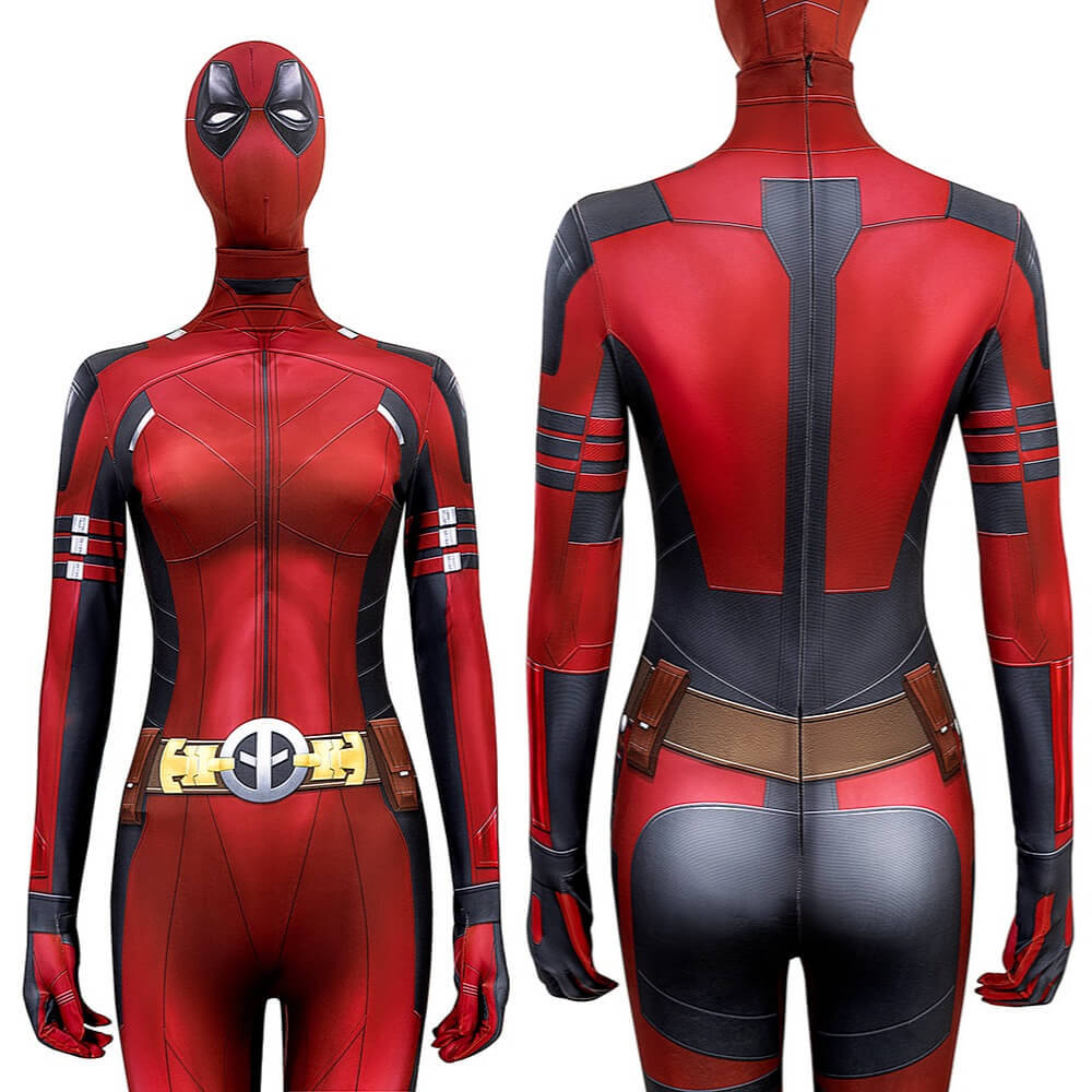 Deadpool 3 Lady Deadpool Cosplay Costume Superhero Halloween Jumpsuit Mask Takerlama