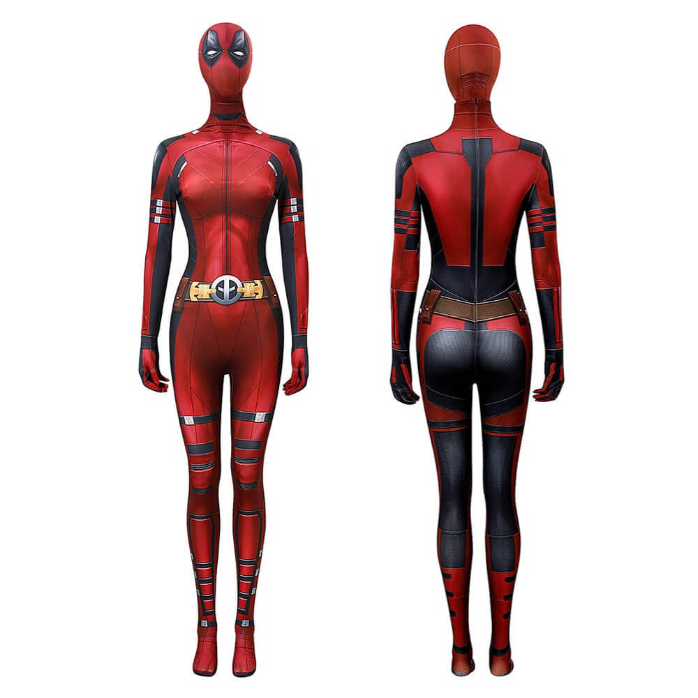 Deadpool 3 Lady Deadpool Cosplay Costume Superhero Halloween Jumpsuit Mask Takerlama