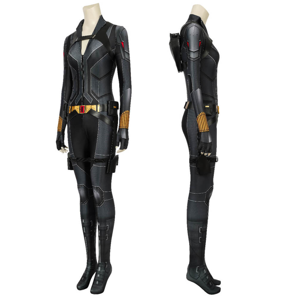 Black Widow Natasha Romanoff  Cosplay Costume Halloween Black Suit Printed Style Takerlama