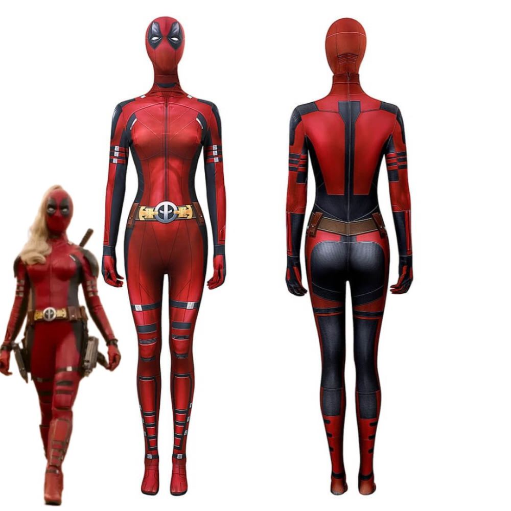 Deadpool 3 Lady Deadpool Cosplay Costume Superhero Halloween Jumpsuit Mask Takerlama