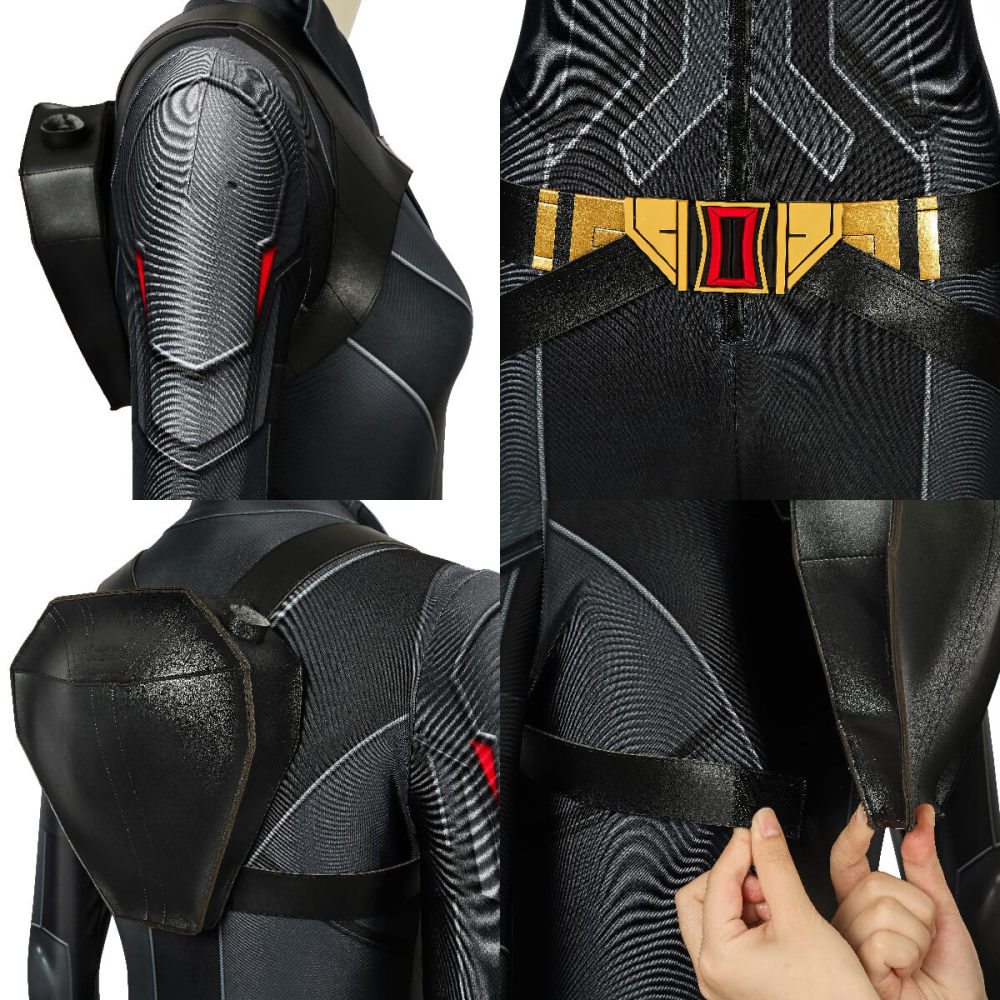 Black Widow Natasha Romanoff  Cosplay Costume Halloween Black Suit Printed Style Takerlama